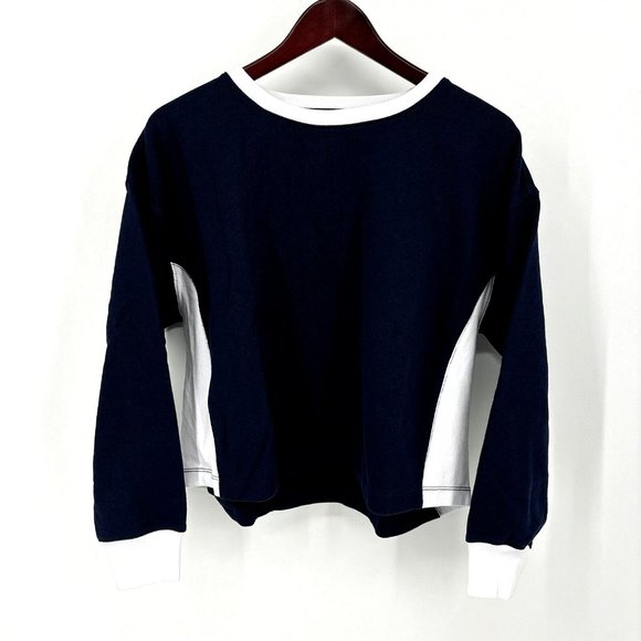J. Crew Blue University Terry Crop Boxy Sweatshirt style BF363 size Small NWT‎ - Picture 2 of 8